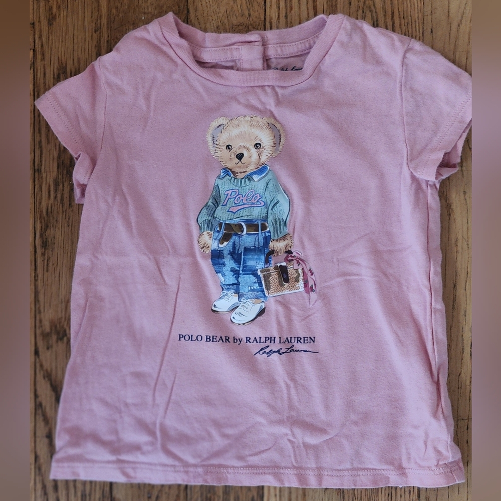 Polo Ralph Lauren Girls Pink T-shirt with Teddy 24 months